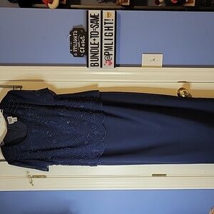 R&M Richards Dress 18W Navy Beaded Wedding